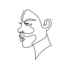 One line portrait of a woman hand drawn abstract face minimal art style