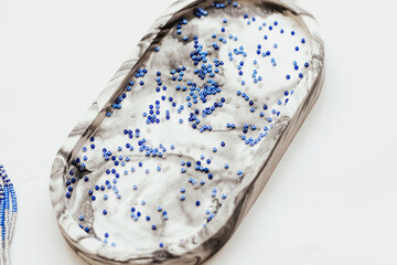 Geometric pattern on the gerdan ornament, Ukrainian beaded ornament, amulet.