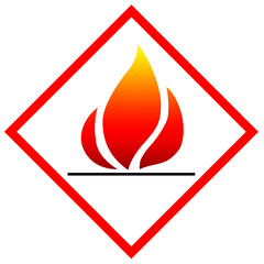 Warnschild GHS03 Gefahr - Brandfördernd  freigestellt Hintergrund transparent