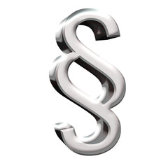 Silbernes Paragraphenzeichen    freigestellt Hintergrund transparent