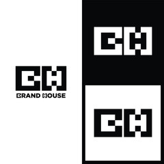 modern grand house logo, black white logo.