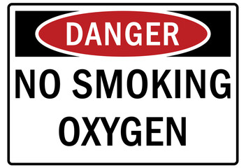 Flammable material oxygen sign and labels no smoking oxygen