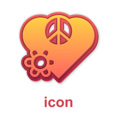 Gold Love peace icon isolated on white background. Hippie symbol of peace. Vector