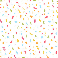 Seamless pattern with confetti on white background