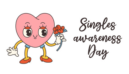 Singles Awareness Day vector, hand drawn isolated, funny valentines typography for t-shirt, poster, sticker and card