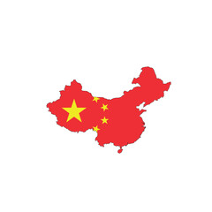 Naklejka premium China national flag in a shape of country map