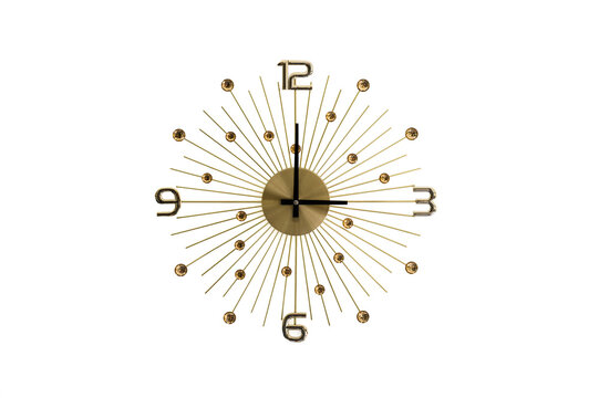 Old clock isolated on white background with clipping path. Vintage style