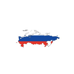 Russia national flag in a shape of country map