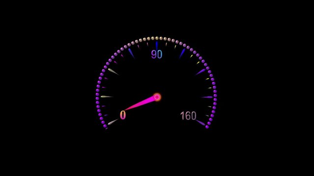abstract beautiful digital speed meter animation . 4k speedometer background animation . 