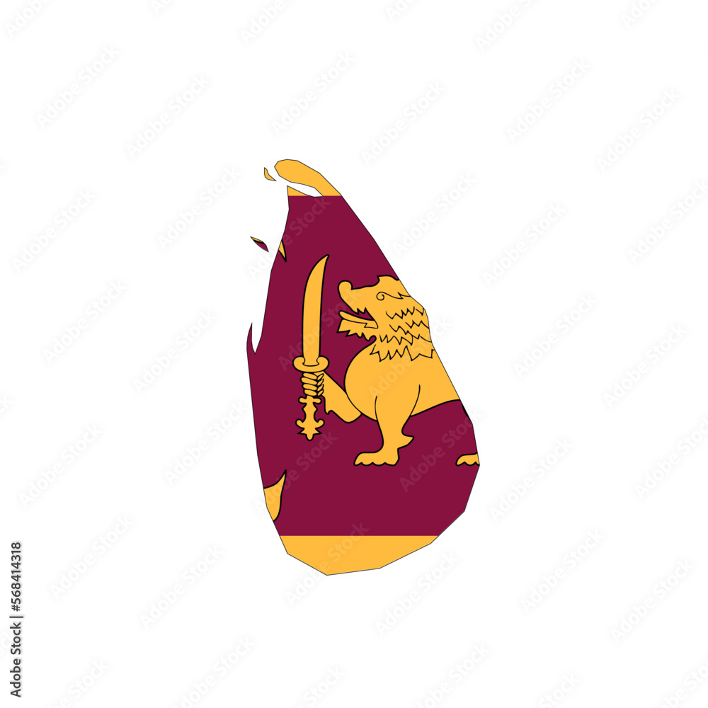 Wall mural Sri Lanka national flag in a shape of country map - Wall murals