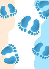 Baby foot prints, creative abstract background for your design. Vector