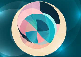 Obraz premium Colorful abstract circles, parts of a circle. Overlay circles. Fashion cover for poster, cover, banner, flyer, brochure. Vector