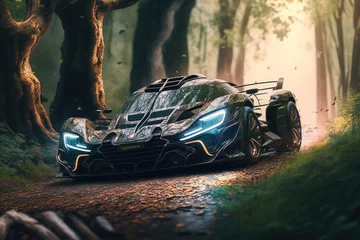 Photo sur Aluminium Voitures Sport Luxury Cars: Action Shot with Ray Tracing RTX - Generative AI