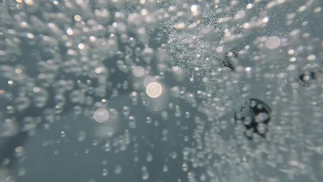 Underwater Slow Motion Video Of Jacuzzi Jets Releasing Air Bubbles Perfect For Massage Spa And Well Being