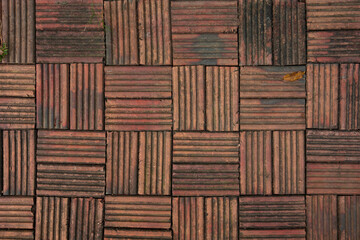Red brick floor texture background, walkway with paver patterns
