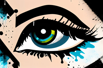 picture of the woman eye, graffiti style. Generative Ai.