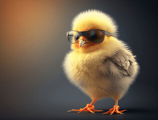 Cute spring baby chick wearing cool sunglasses Generative AI