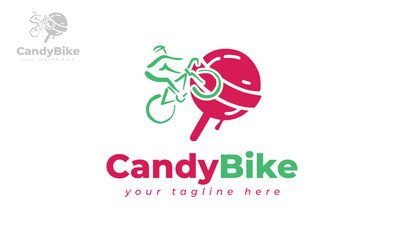 Candy logo design combined with 
cyclist vector