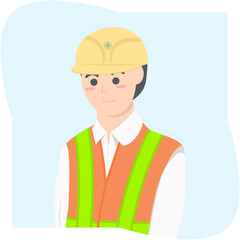 Professional Project Foreman Employment Wearing Safety Vest
