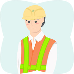 Professional Project Foreman Employment Wearing Safety Vest
