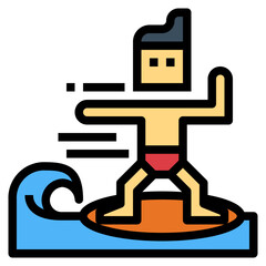 surfing filled outline icon style