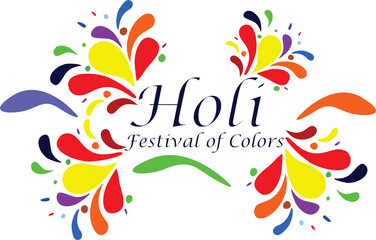 Holi Color Splash Logo with Text for Festival of Colors Greeting Card
