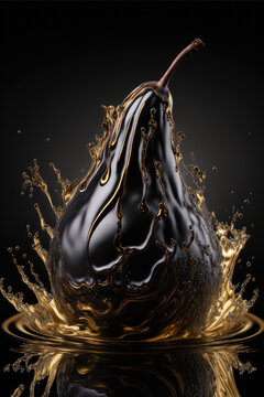pommes et poires design noir et or