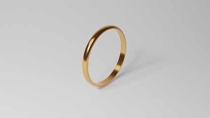 Obraz na płótnie Canvas Round gold ring isolated on white surface. Minimal concept. 3D render