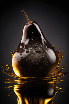 pommes et poires design noir et or