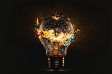 glowing bulb react with futuristic technology