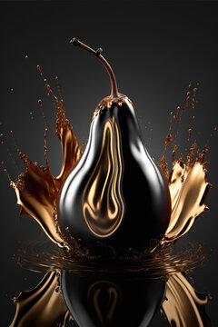 pommes et poires design noir et or