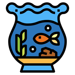 fish tank filled outline icon style