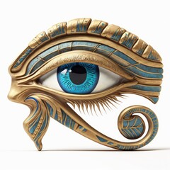 Detailed illustration of Egyptian religious eye of Horus wedjat udjat isolated on a white background, generative ai