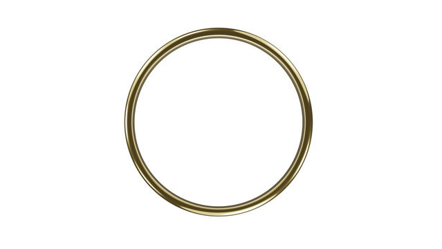 Round gold ring isolated on transparent background. Minimal concept. 3D render