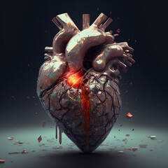 metal heart with glassy touch