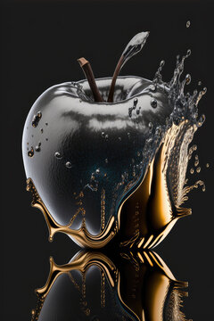 pommes et poires design noir et or