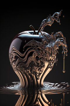 pommes et poires design noir et or
