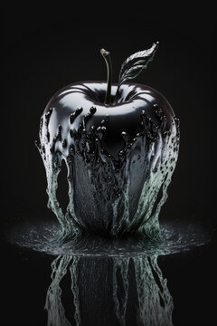 pommes et poires design noir et or