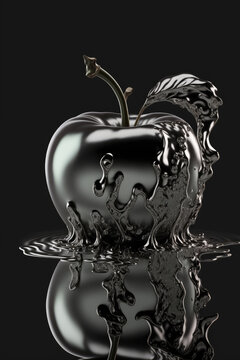 pommes et poires design noir et or