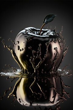 pommes et poires design noir et or