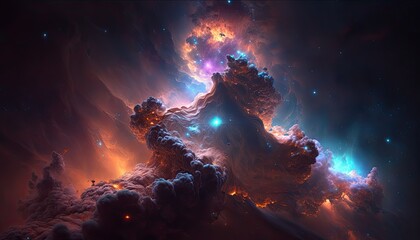 Fototapeta na wymiar Stunning realistic wallpaper of a Nebula. Deep space, starry, astrophotography, universe, cosmus, space background. Generative ai