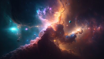 Fototapeta na wymiar Stunning realistic wallpaper of a Deep space, starry, astrophotography, universe, cosmus, space background. Generative ai