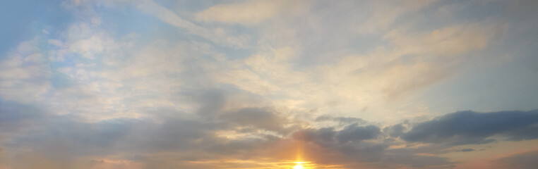 Naklejka na ściany i meble Dawn sky panorama. Morning sky