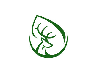 logo vector illustration of a deer, leaf