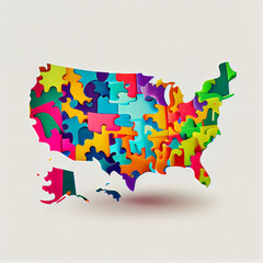textured USA map puzzle outline