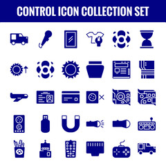Control Solid Icon collection Set, torch, delivery, brightness, speakers, memory card icon etc - vector illustration.
