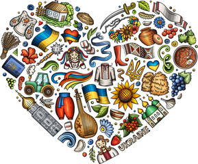 Ukraine cartoon heart illustration