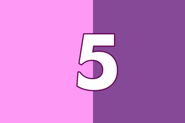 number five isolated pink and purple background