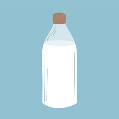 Bottle of white cow milk. Fresh drink. Dairy natural product. Healthy eating. Flat vector isolated illustration