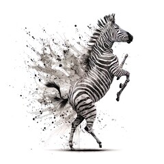 Obraz na płótnie Canvas Zebra doing a dance on hind legs - Generative AI